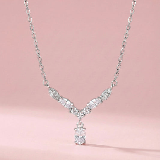 GlitzHeaven 925 Sterling Silver Angel Wing Drop Pendant with Cubic Zirconia