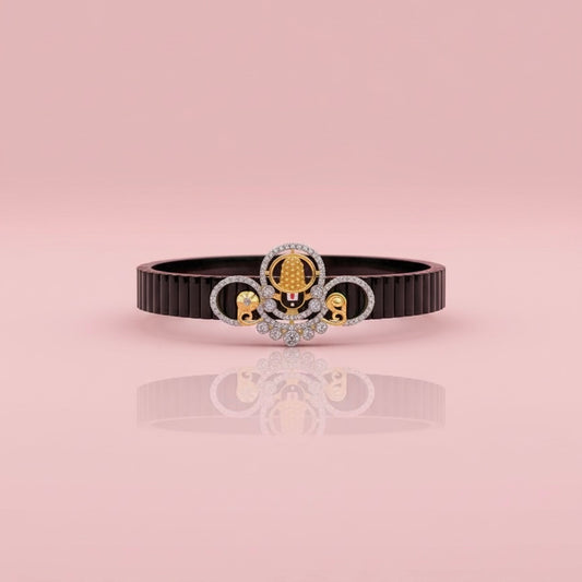 GlitzHeaven Divine Sacred Lingam Black Bracelet with Crystal Accents