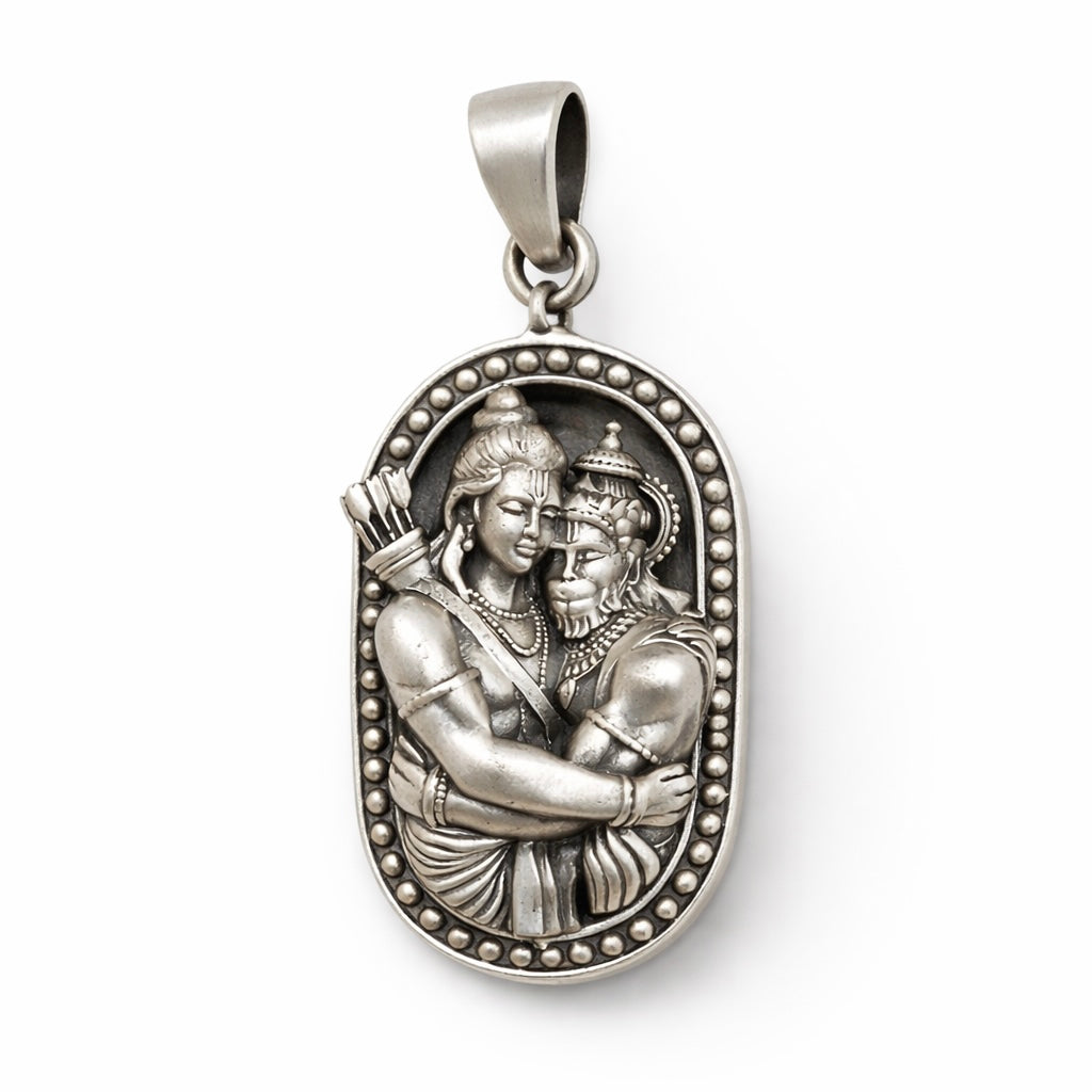 GlitzHeaven Divine Ram–Hanuman 925 Sterling Silver Devotional Pendant | Divine