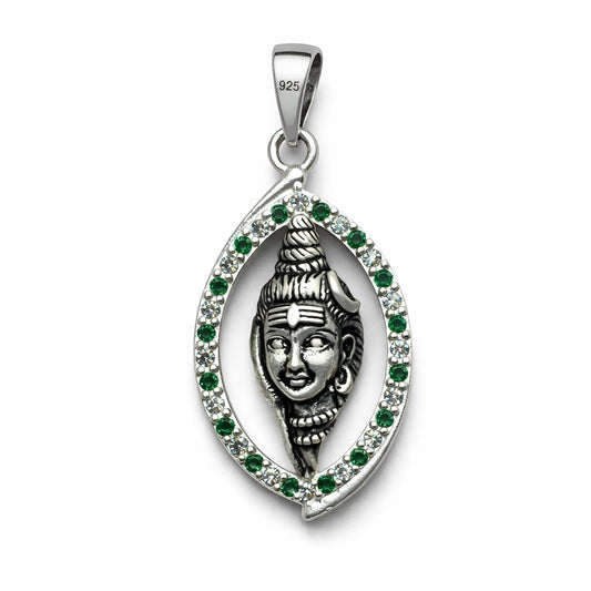 GlitzHeaven Divine 925 Sterling Silver Lord Shiva Navratna Halo Pendant – Symbol of Protection, Balance & Spiritual Power