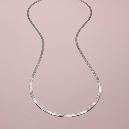 GlitzHeaven Classic 925 Sterling Silver Flat Snake Chain Necklace