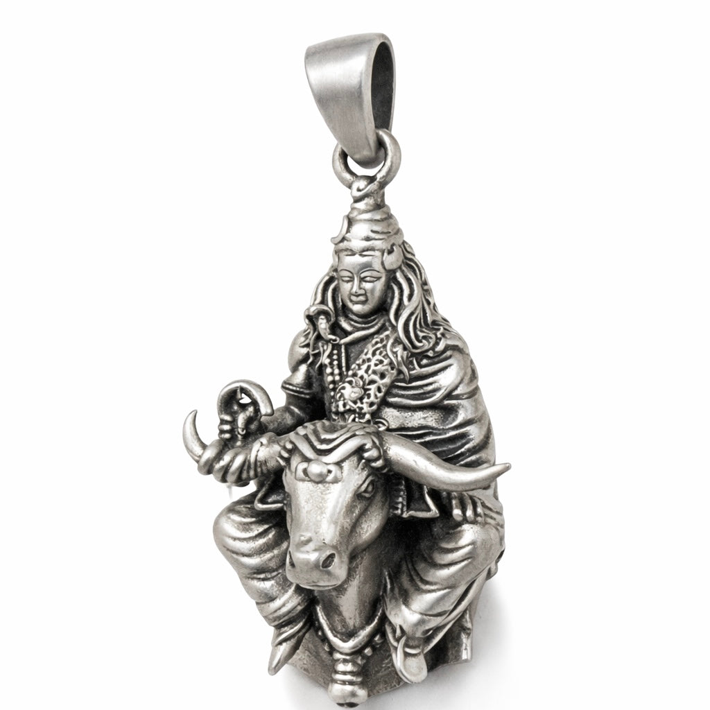 GlitzHeaven Divine 925 Sterling Silver Lord Shiva on Nandi Pendant – Symbol of Power, Devotion & Balance