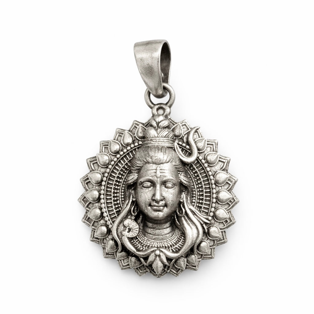 GlitzHeaven Divine 925 Sterling Silver Lord Shiva Face Pendant – Symbol of Peace, Power & Awakening