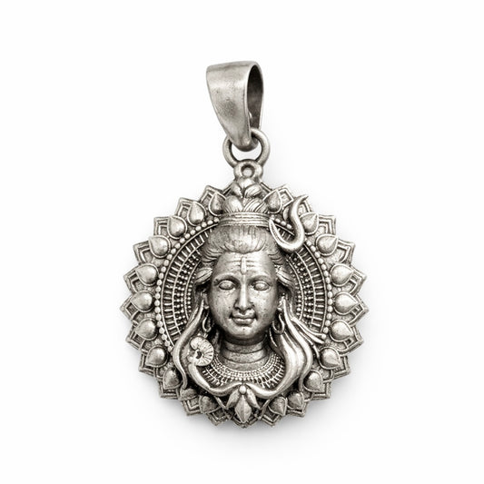 GlitzHeaven Divine 925 Sterling Silver Lord Shiva Face Pendant – Symbol of Peace, Power & Awakening