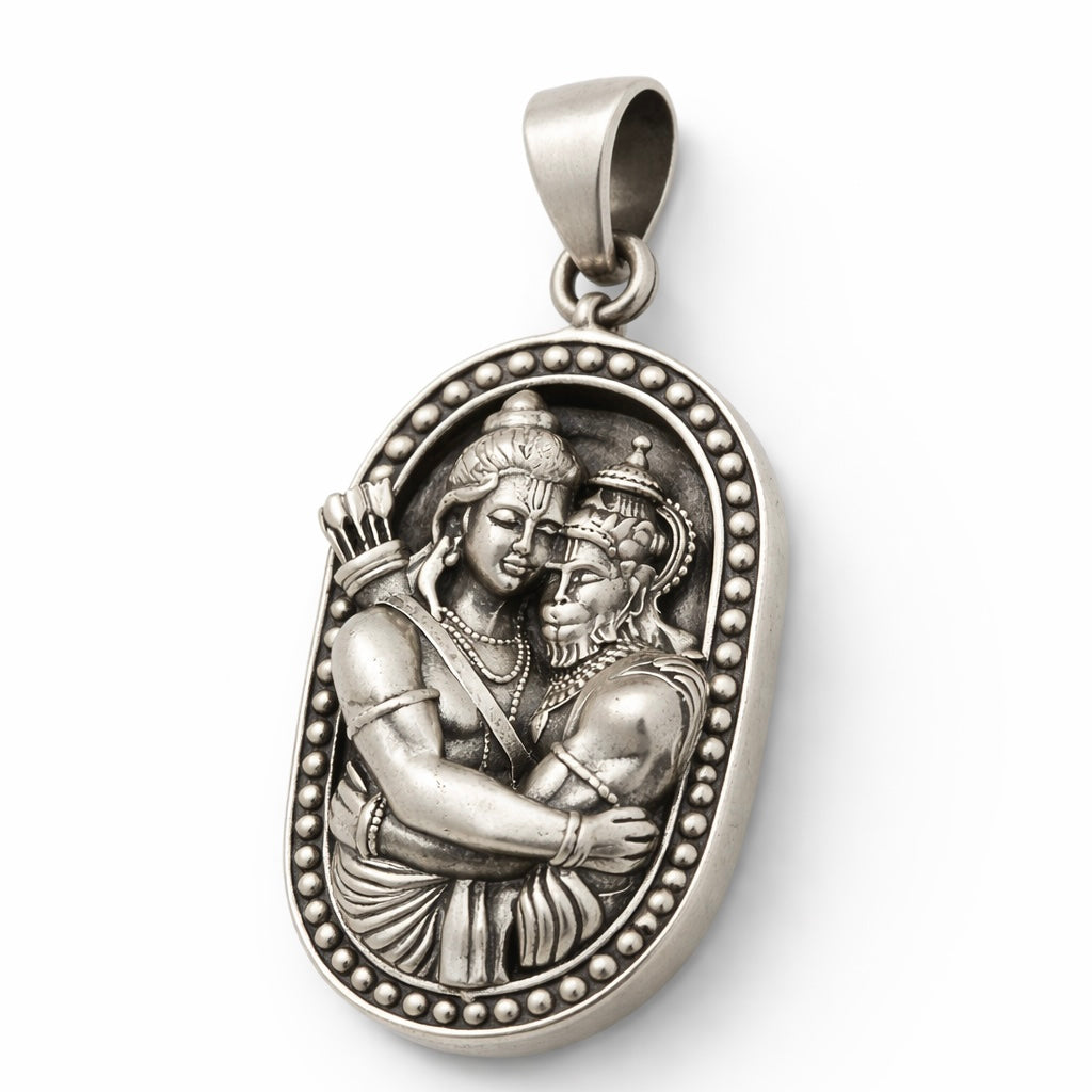 GlitzHeaven Divine Ram–Hanuman 925 Sterling Silver Devotional Pendant | Divine