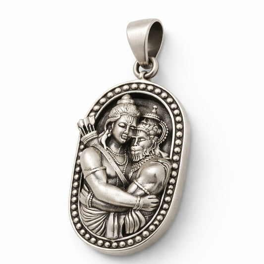 GlitzHeaven Divine Ram–Hanuman 925 Sterling Silver Devotional Pendant | Divine