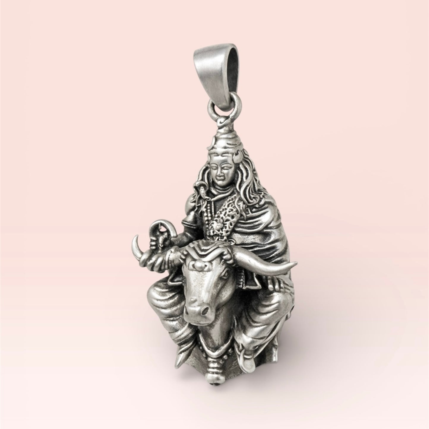 GlitzHeaven Divine 925 Sterling Silver Lord Shiva on Nandi Pendant – Symbol of Power, Devotion & Balance