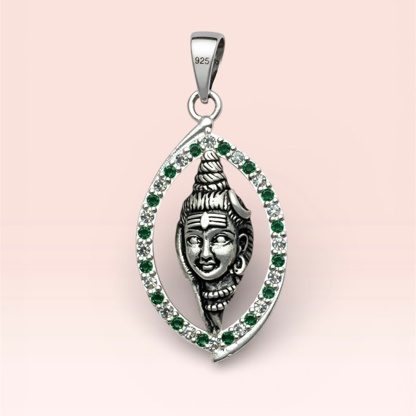 GlitzHeaven Divine 925 Sterling Silver Lord Shiva Navratna Halo Pendant – Symbol of Protection, Balance & Spiritual Power