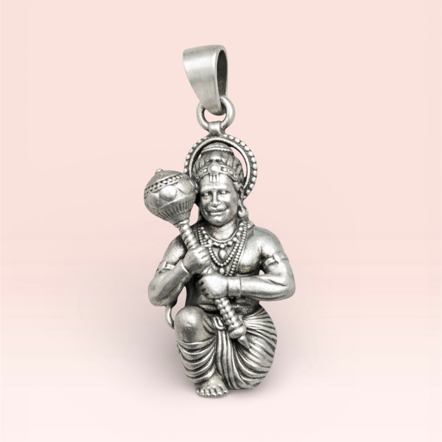 GlitzHeaven Divine 925 Sterling Silver Lord Hanuman Gada Pendant – Symbol of Strength, Courage & Protection
