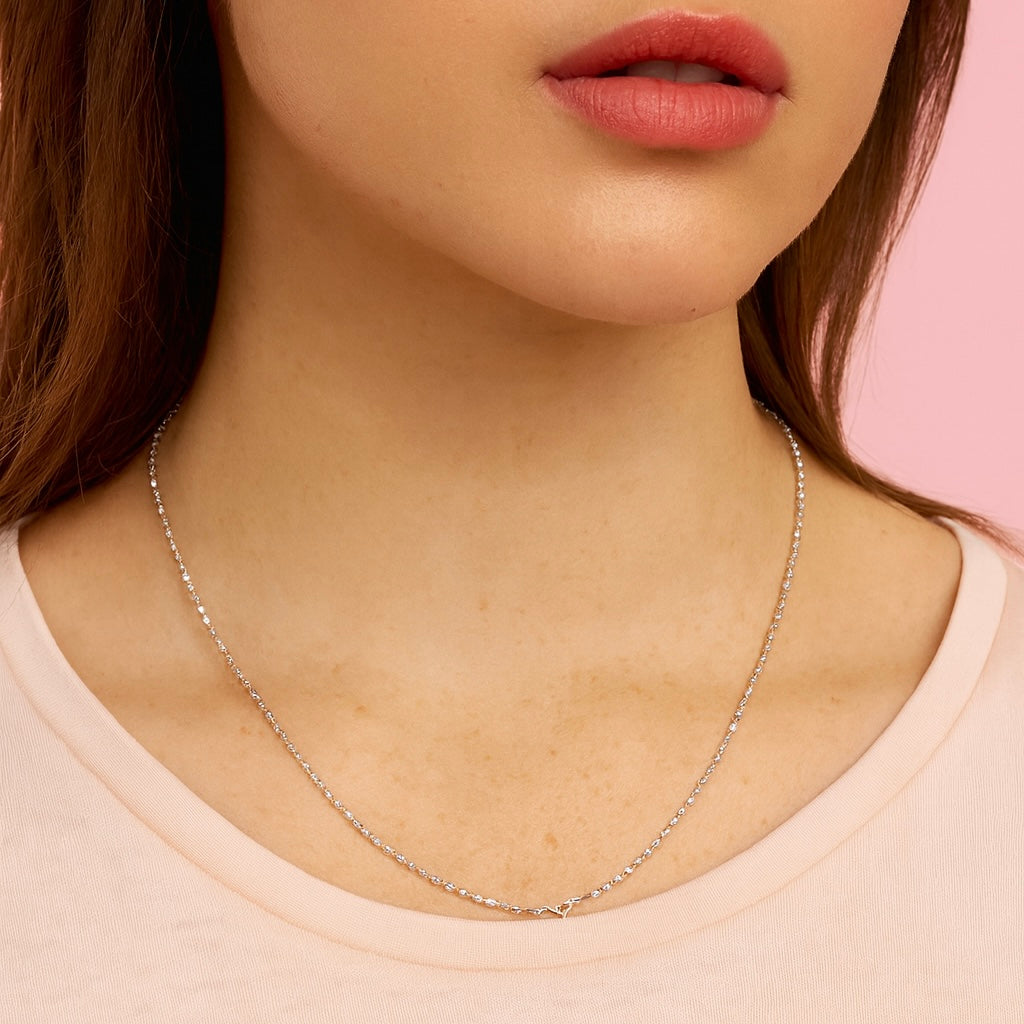 Glitzheaven Classic 925 Sterling Silver Diamond-Cut Chain