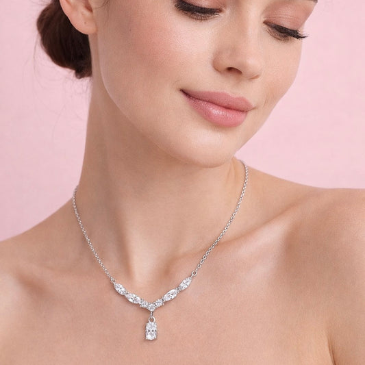 GlitzHeaven 925 Sterling Silver Angel Wing Drop Pendant with Cubic Zirconia