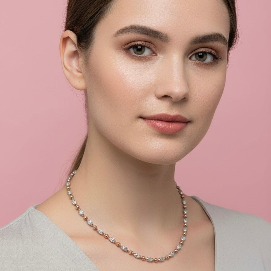 GlitzHeaven Elegant 925 Sterling Silver Diamond-Cut Chain