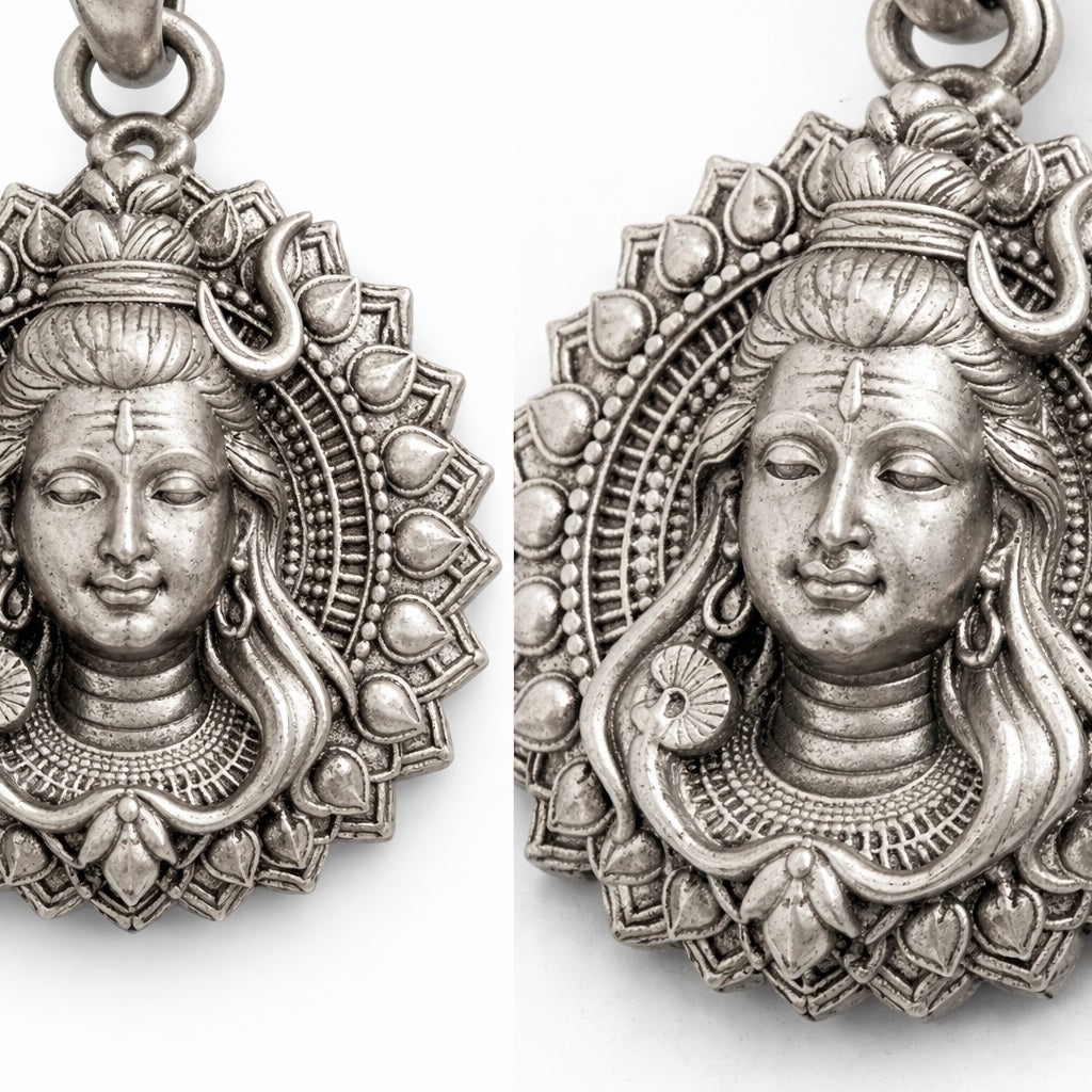 GlitzHeaven Divine 925 Sterling Silver Lord Shiva Face Pendant – Symbol of Peace, Power & Awakening