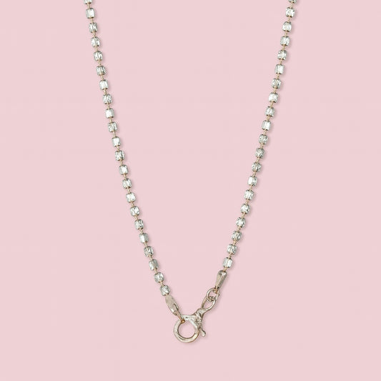 Glitzheaven Classic 925 Sterling Silver Diamond-Cut Chain