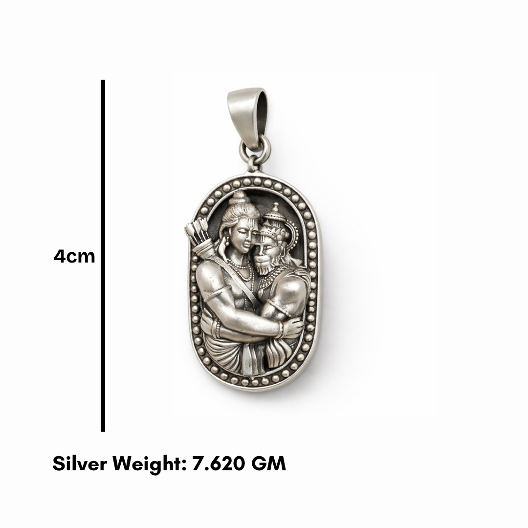 GlitzHeaven Divine Ram–Hanuman 925 Sterling Silver Devotional Pendant | Divine