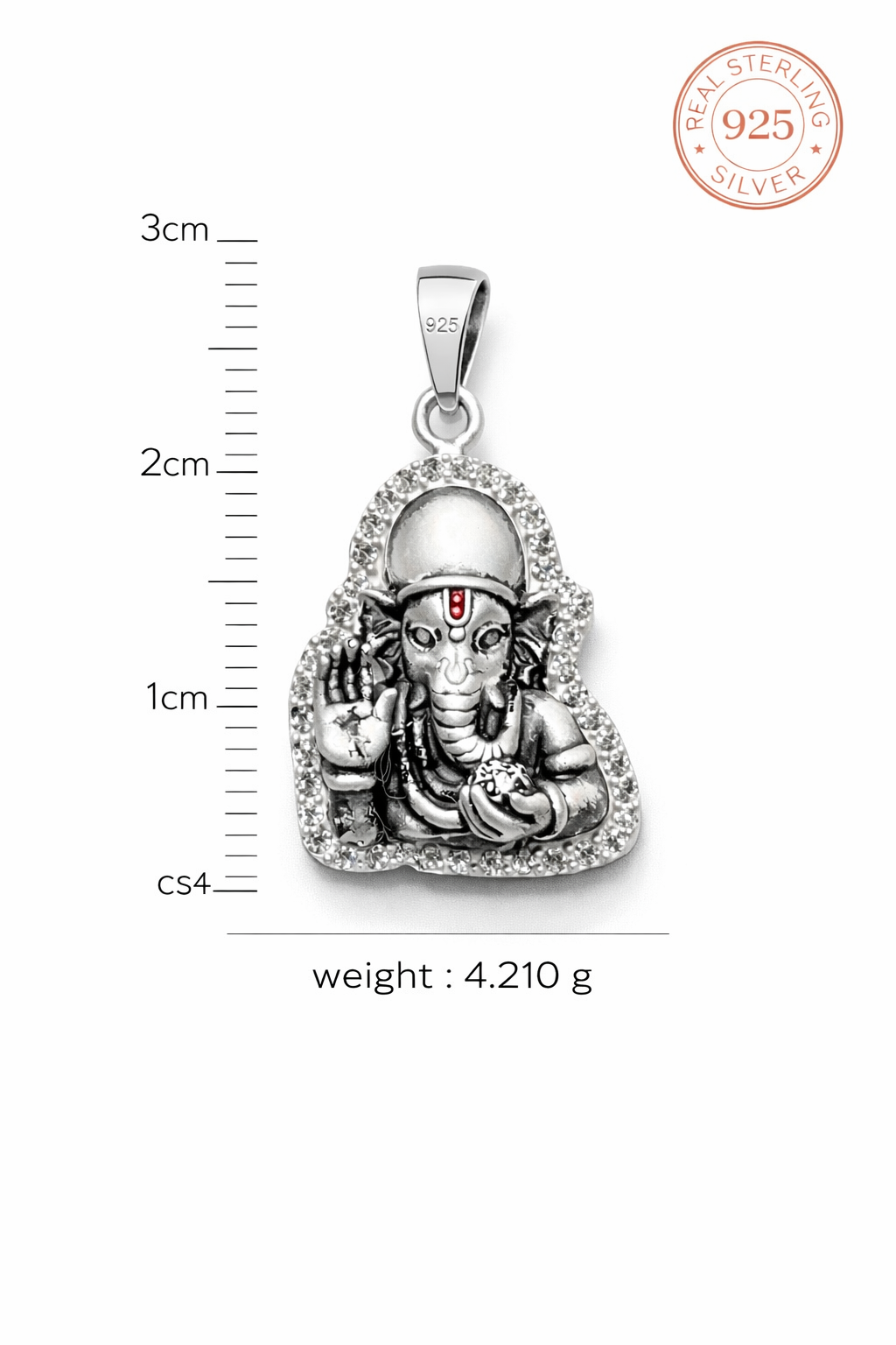 GlitzHeaven Divine 925 Sterling Silver Lord Ganesha Blessing Pendant with CZ Halo – Symbol of Wisdom & Prosperity