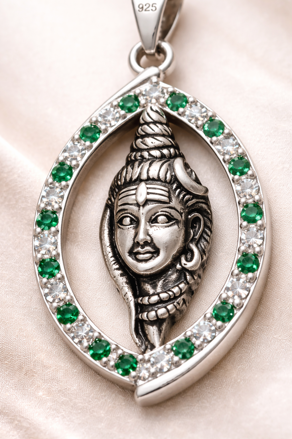 GlitzHeaven Divine 925 Sterling Silver Lord Shiva Navratna Halo Pendant – Symbol of Protection, Balance & Spiritual Power