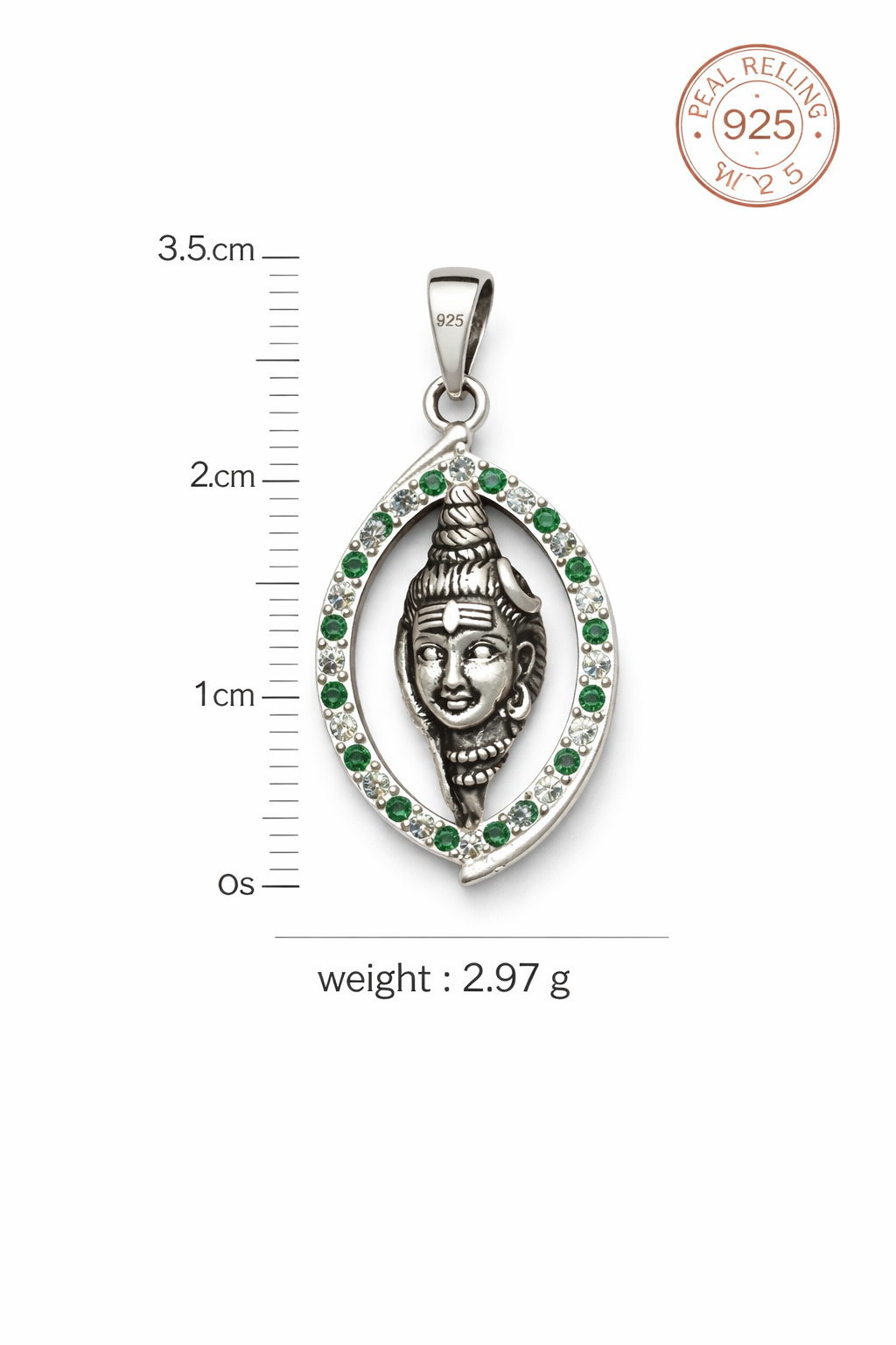 GlitzHeaven Divine 925 Sterling Silver Lord Shiva Navratna Halo Pendant – Symbol of Protection, Balance & Spiritual Power