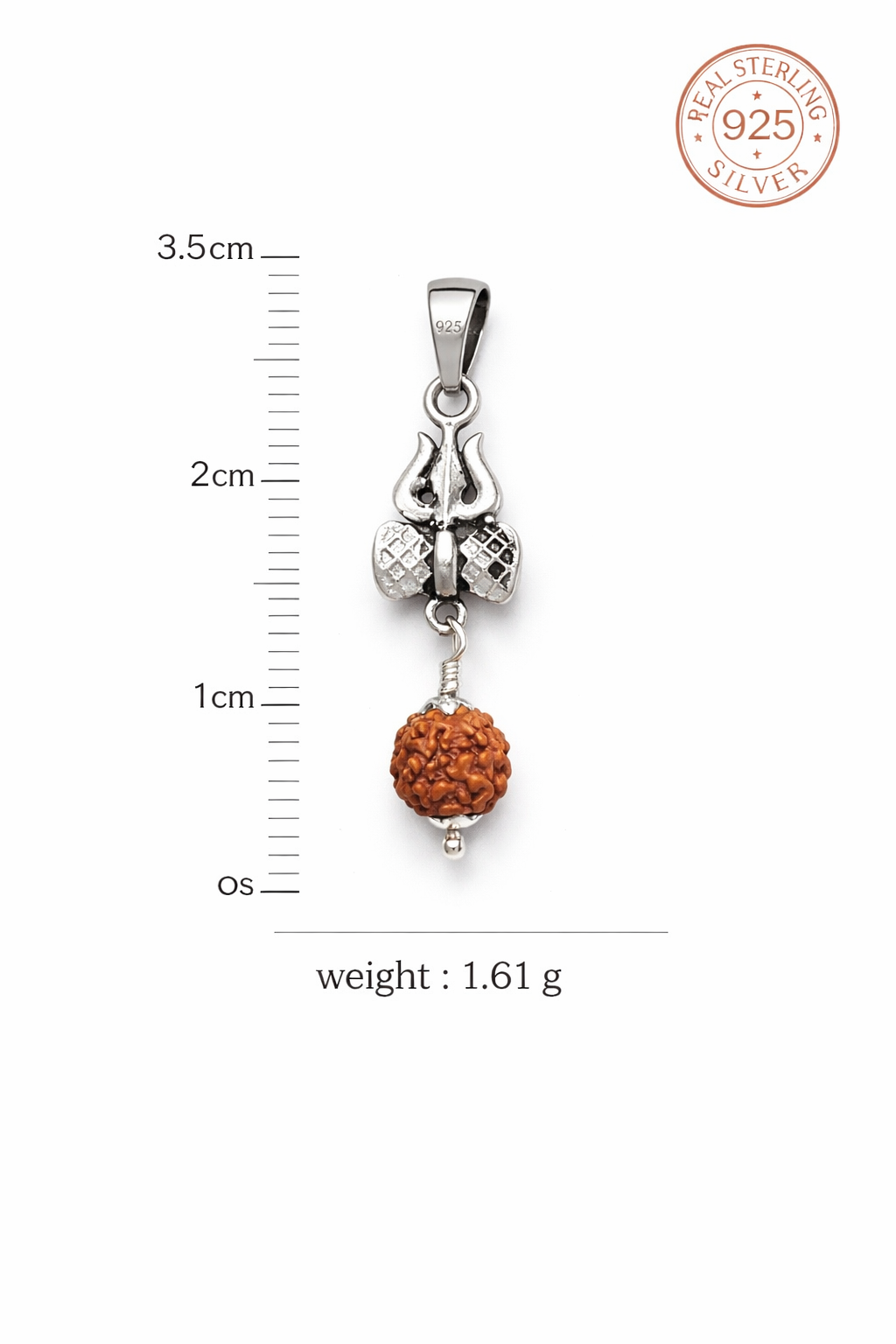 GlitzHeaven Divine 925 Sterling Silver Trishul with Rudraksha Pendant – Symbol of Protection, Power & Spiritual Energy